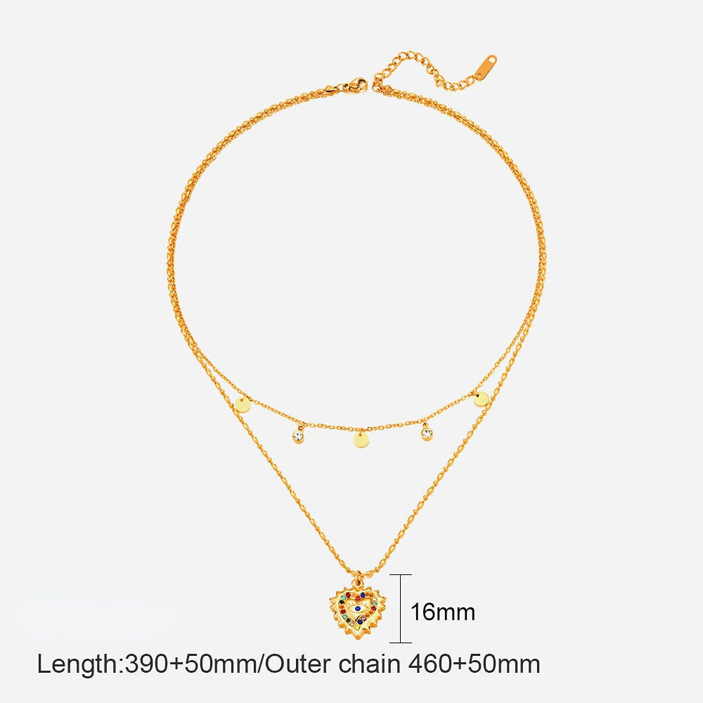 Wholesale Diamond Heart Shape Stainless Steel Necklace